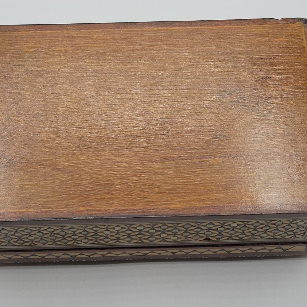 Handmade Wood Jewelry Box Inlaid Mother of Pearl - Picture 8 of 10